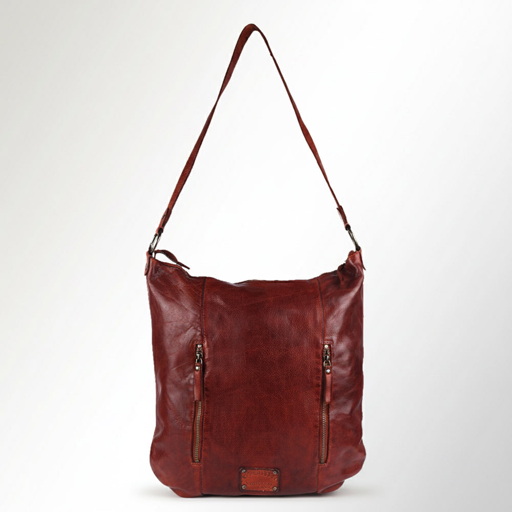 Spaghetti Western Swc142Acg Hobo Vintage Handmade Drum Dyed Genuine European Cowhide Leather Women Bag Western Handbag Purse