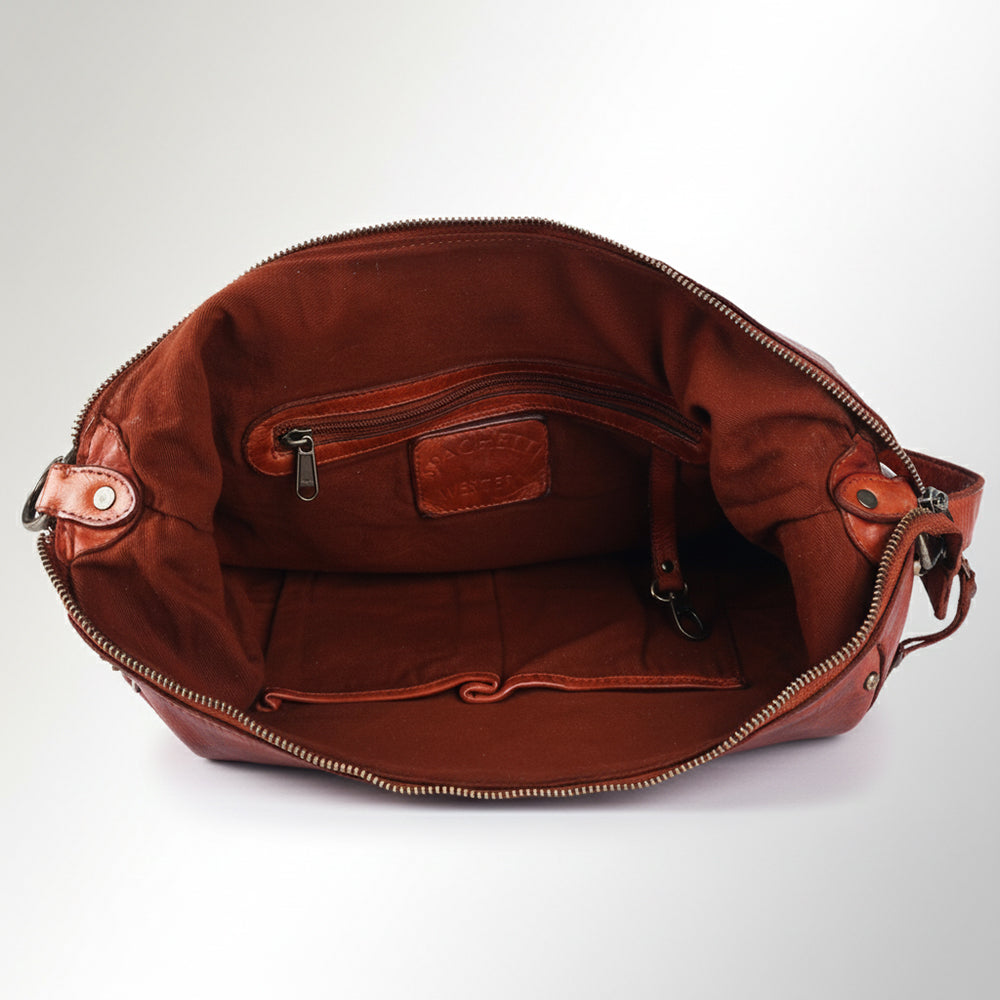 Spaghetti Western Swc142Acg Hobo Vintage Handmade Drum Dyed Genuine European Cowhide Leather Women Bag Western Handbag Purse