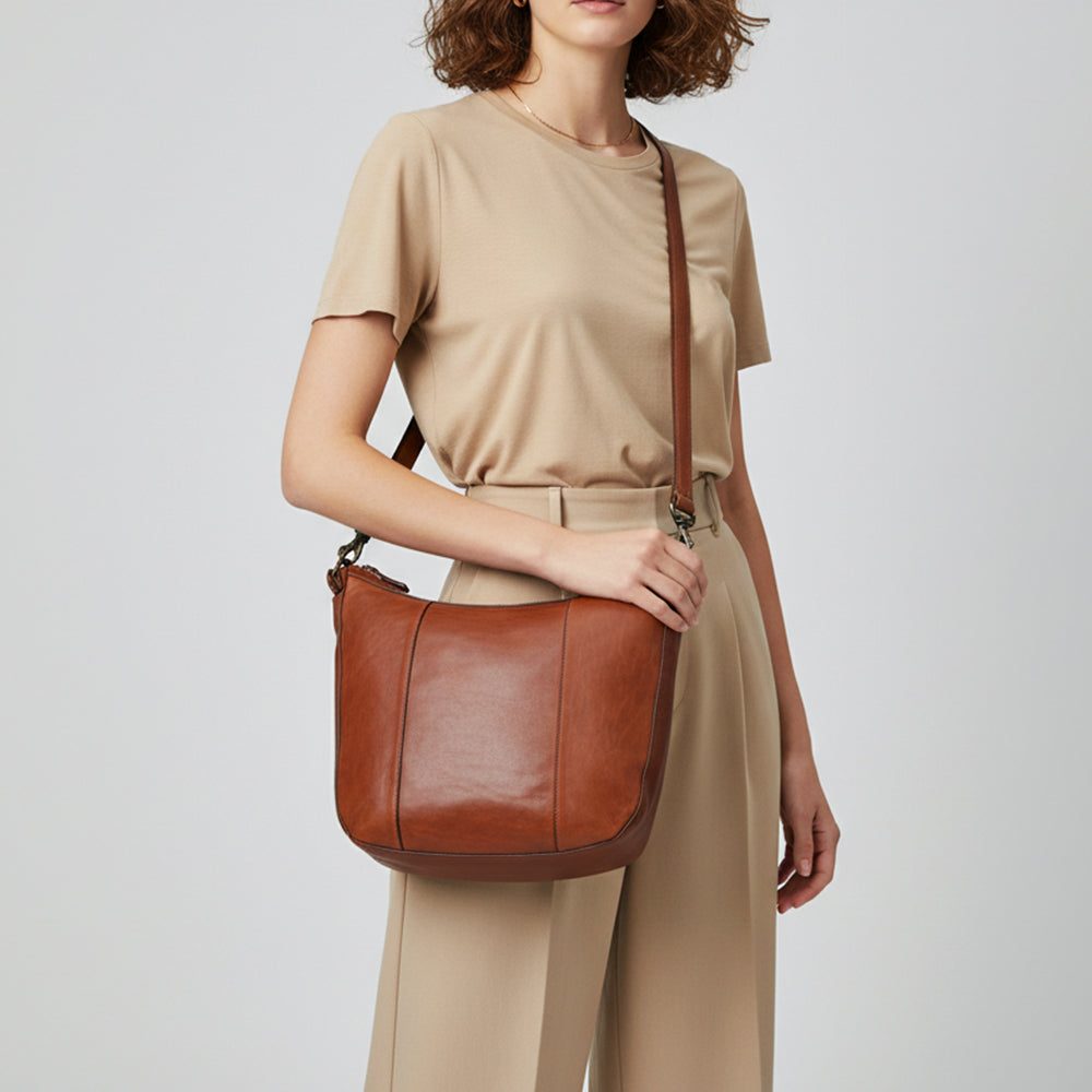 Spaghetti Western Swc143Cg Hobo Vintage Handmade Drum Dyed Genuine European Cowhide Leather Women Bag Western Handbag Purse