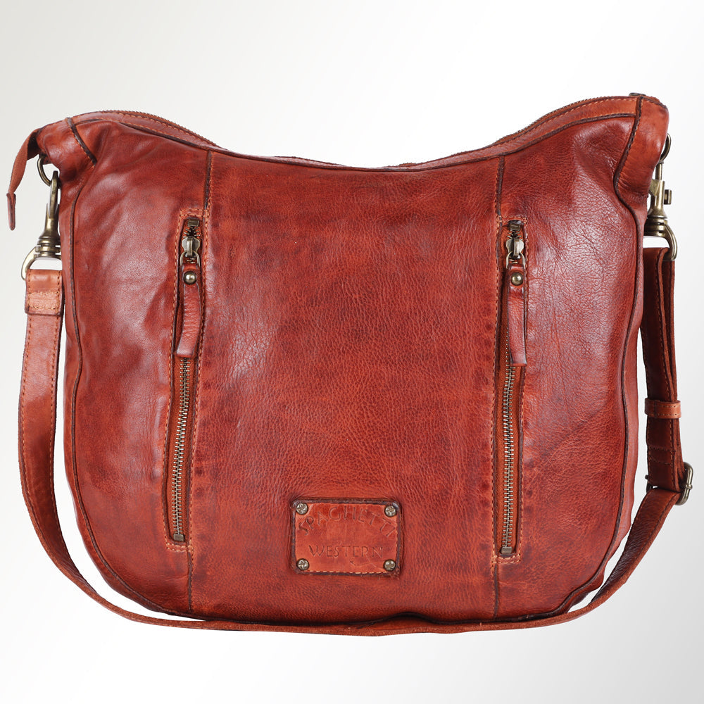 Spaghetti Western Hobo Vintage Handmade Drum Dyed Genuine European Cowhide Leather