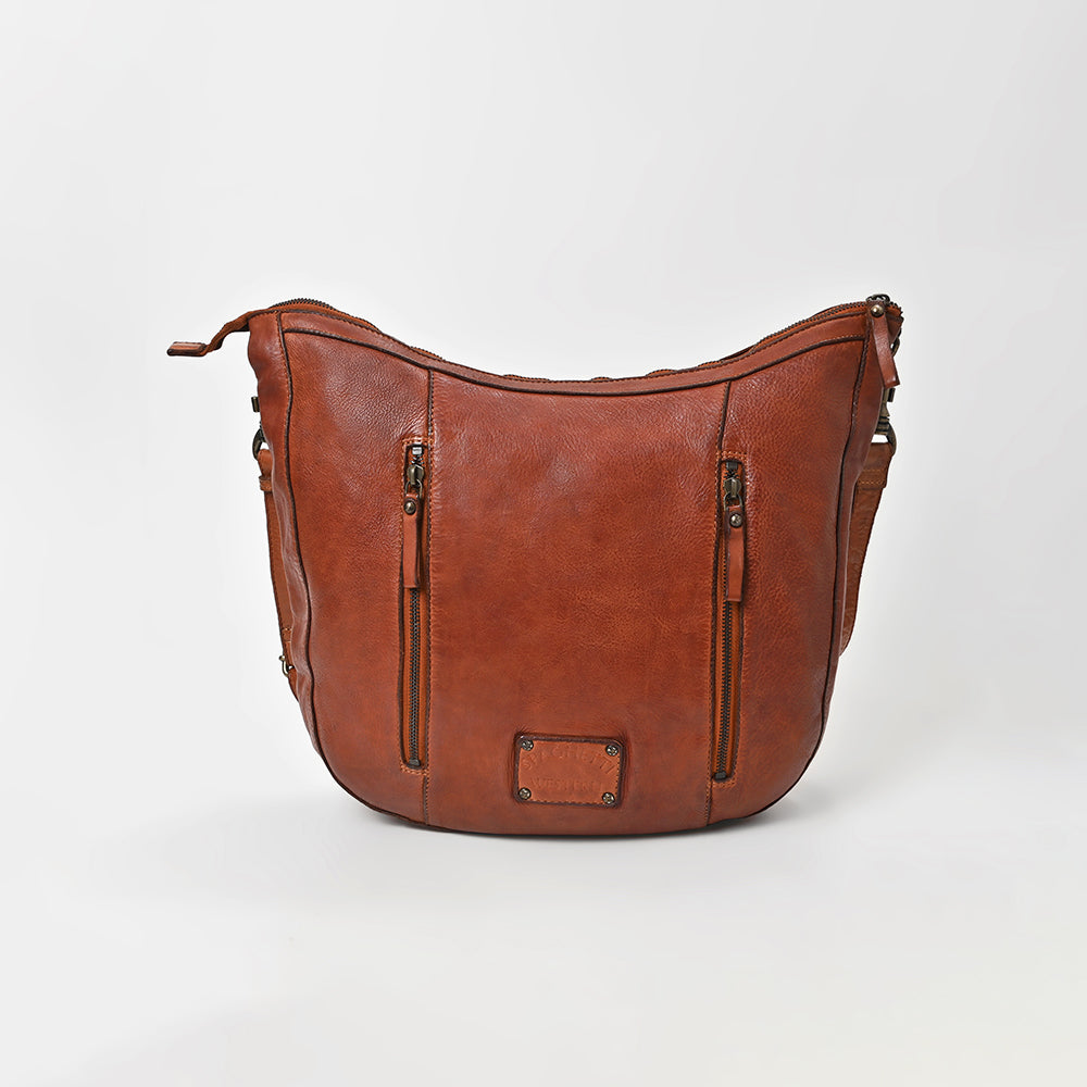 Spaghetti Western Swc143Cg Hobo Vintage Handmade Drum Dyed Genuine European Cowhide Leather Women Bag Western Handbag Purse
