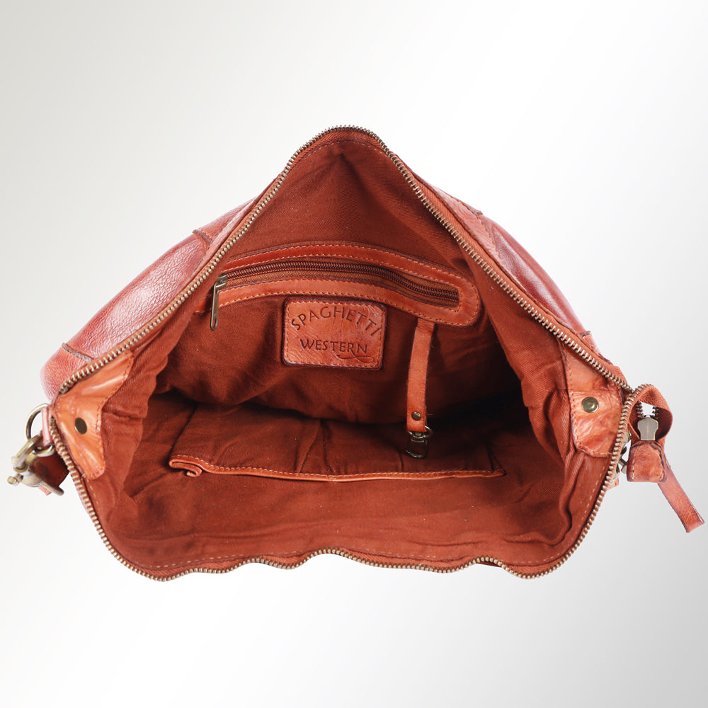 Spaghetti Western Hobo Vintage Handmade Drum Dyed Genuine European Cowhide Leather