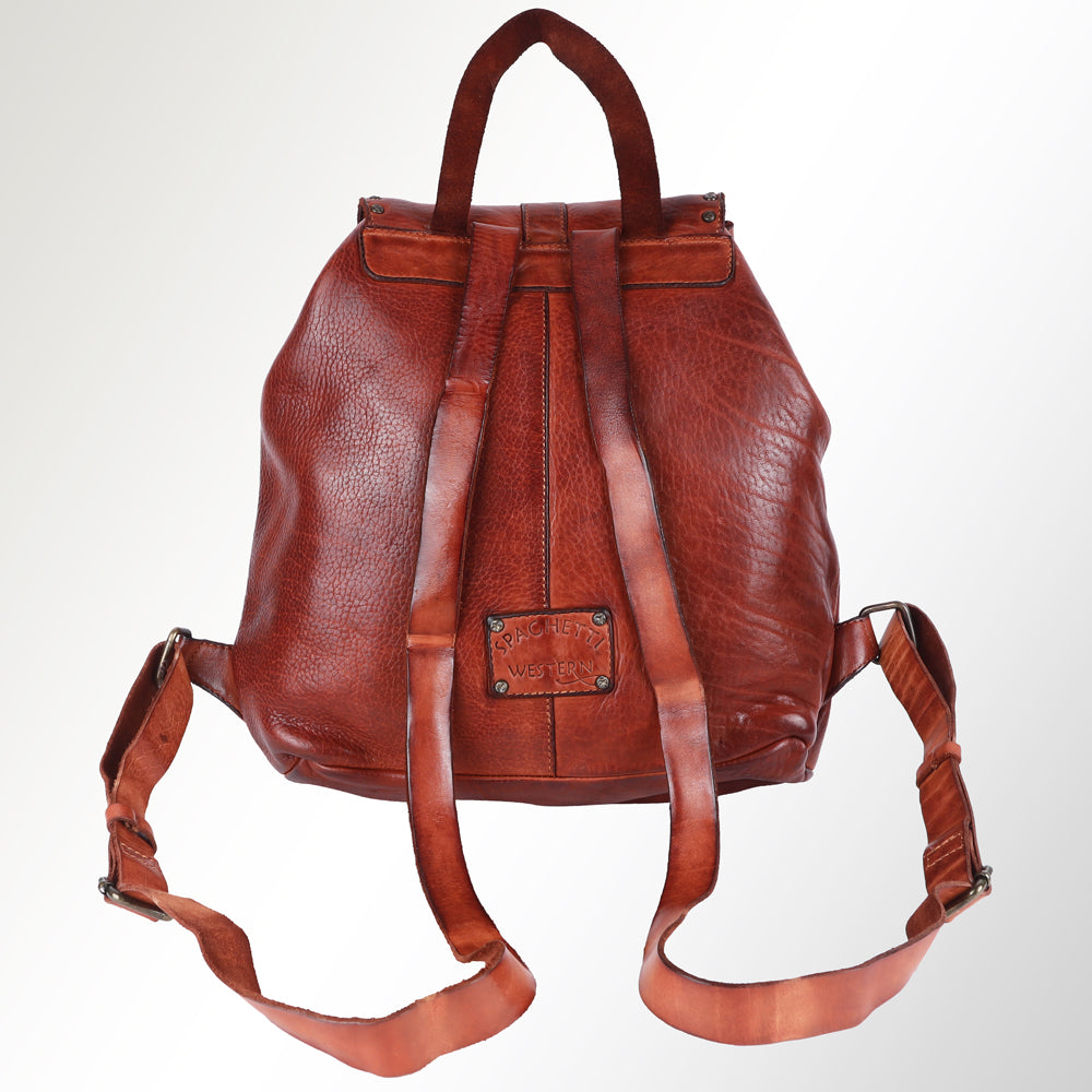 Spaghetti Western Backpack Vintage Handmade Drum Dyed Genuine European Cowhide Leather