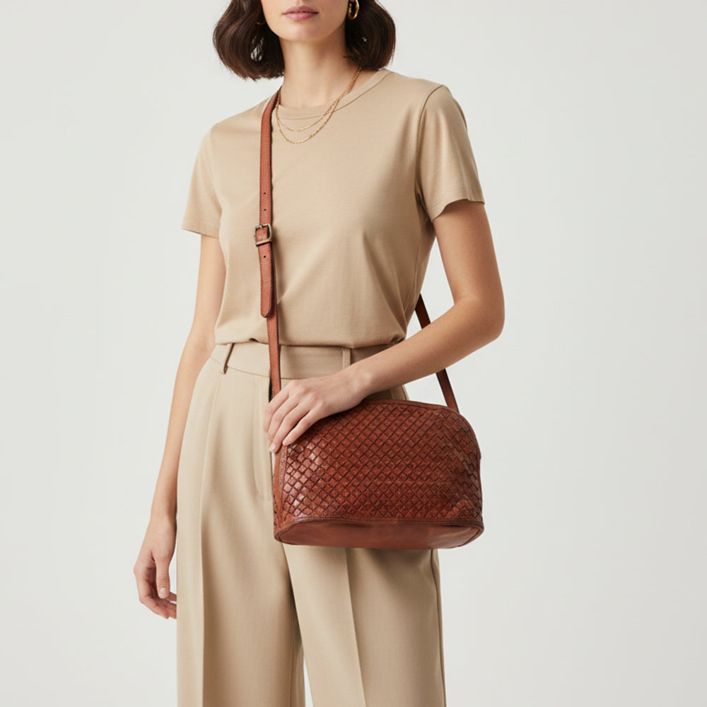 Spaghetti Western Swc148Cg Cross Body I Vintage Handmade Drum Dyed Genuine European Cowhide Leather Women Bag Western Handbag Purse