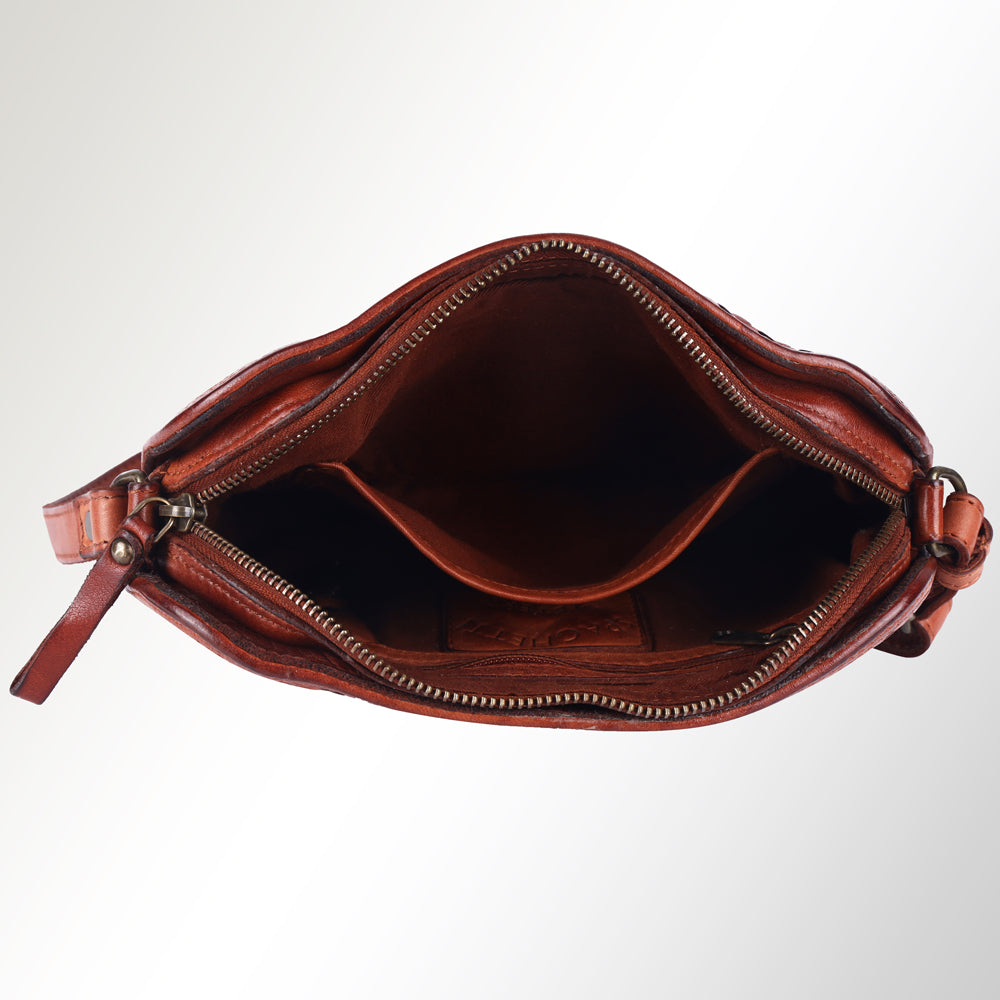 Spaghetti Western Crossbody Vintage Handmade Drum Dyed Genuine European Cowhide Leather
