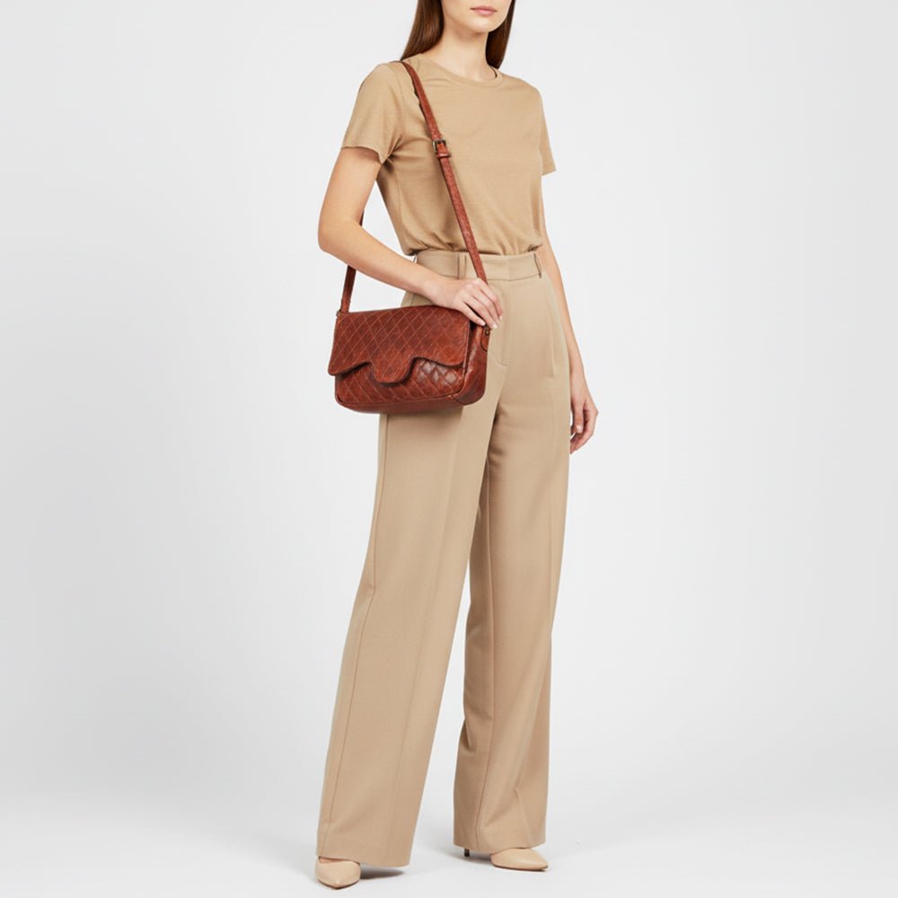 Envelope Style Leather Handbag With Genuine European Cowhide Full Grain Elegant Purse