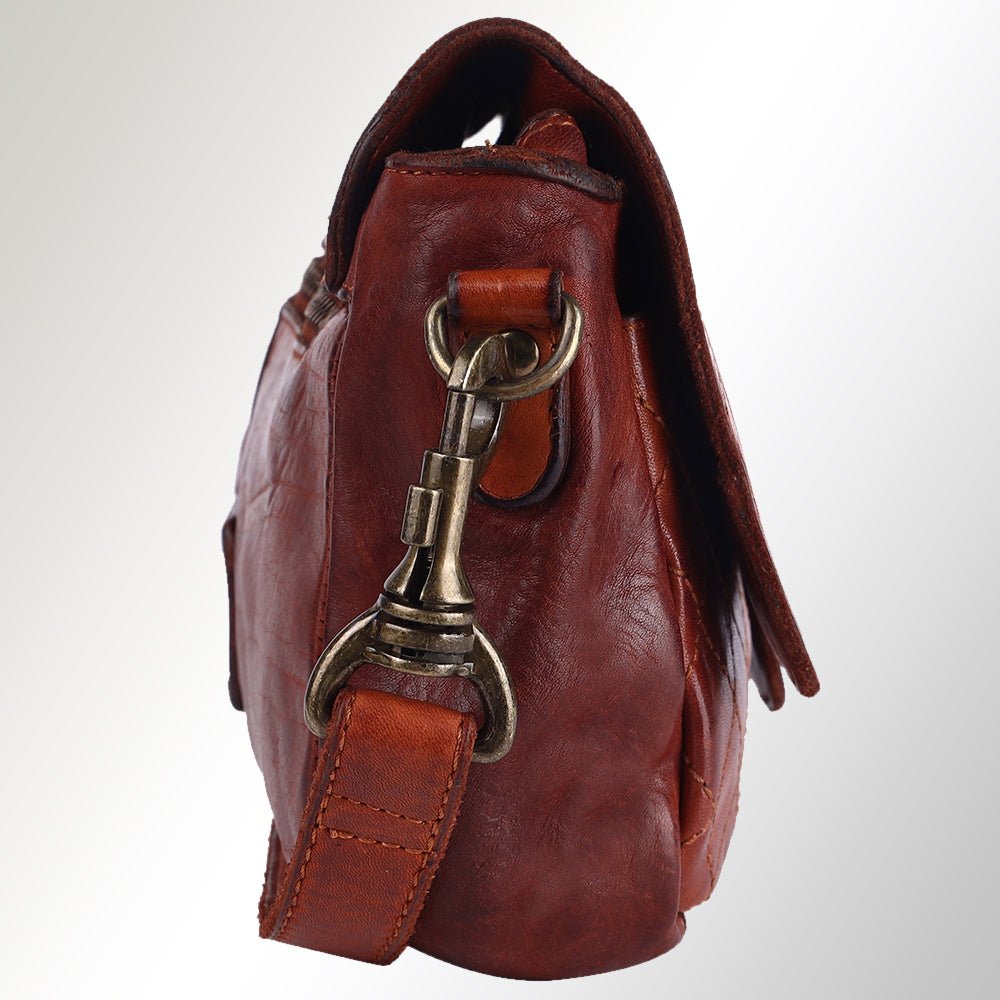 Envelope Style Leather Handbag With Genuine European Cowhide Full Grain Elegant Purse