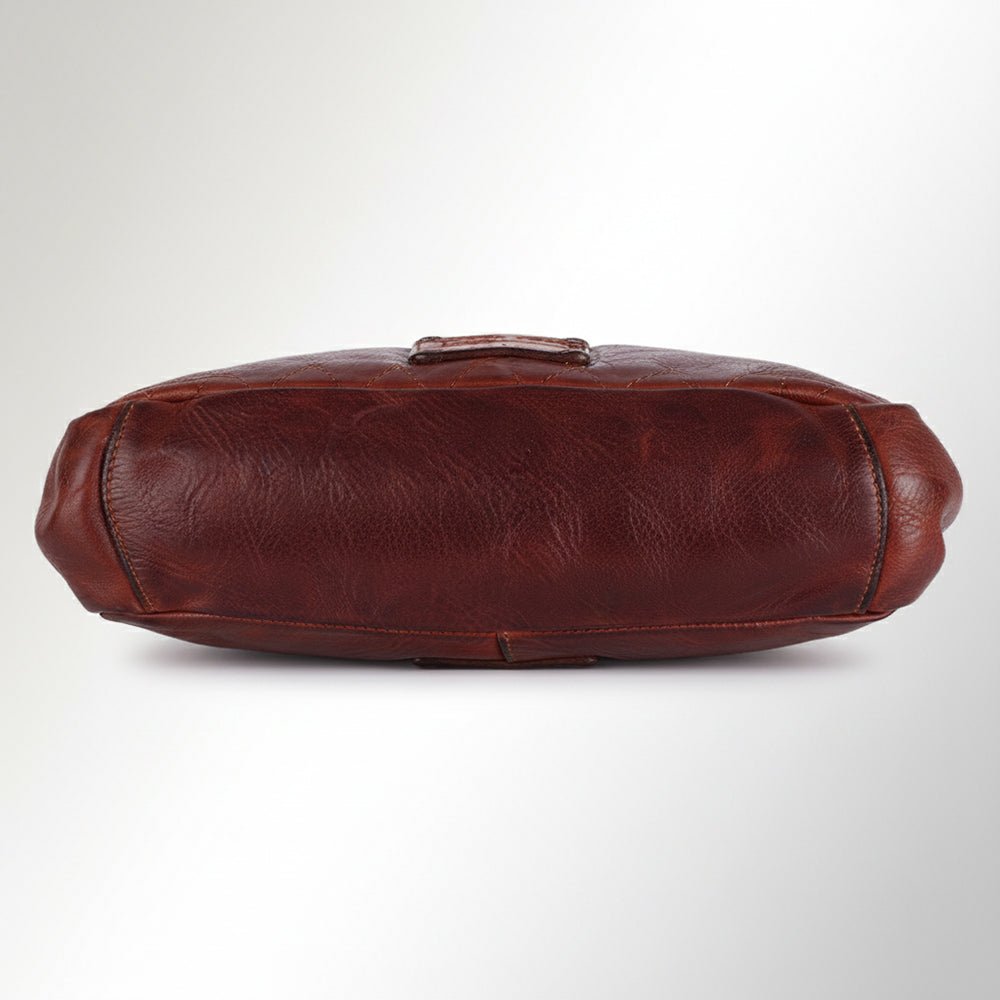 Envelope Style Leather Handbag With Genuine European Cowhide Full Grain Elegant Purse