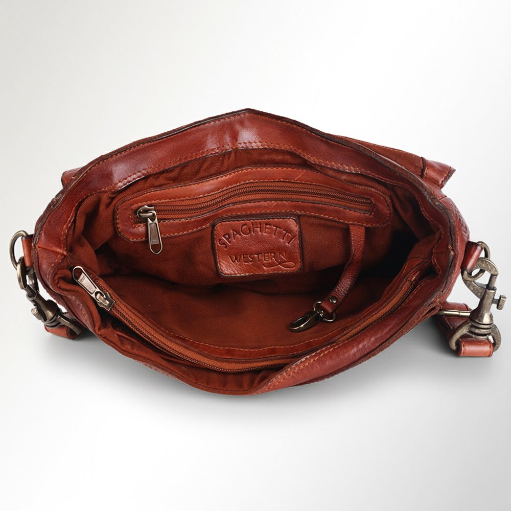 Envelope Style Leather Handbag With Genuine European Cowhide Full Grain Elegant Purse