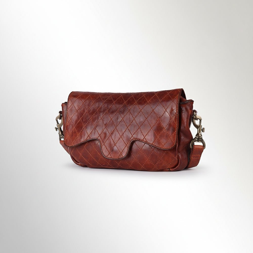 Envelope Style Leather Handbag With Genuine European Cowhide Full Grain Elegant Purse