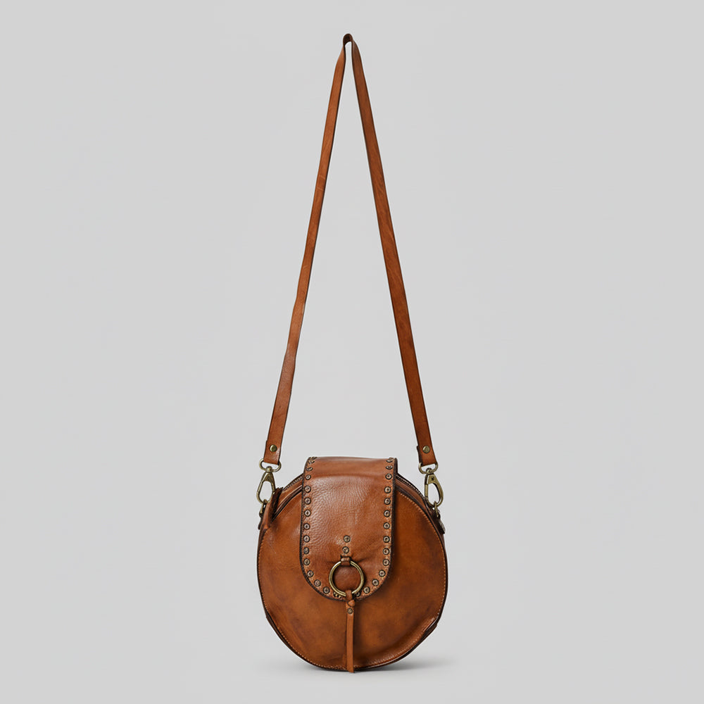 Spaghetti Western Swc152Cg Canteen Vintage Handmade Drum Dyed Genuine European Cowhide Leather Women Bag Western Handbag Purse