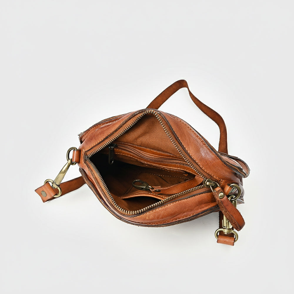Spaghetti Western Swc152Cg Canteen Vintage Handmade Drum Dyed Genuine European Cowhide Leather Women Bag Western Handbag Purse