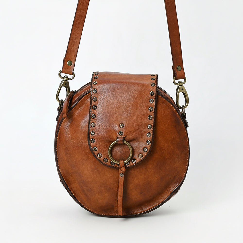Spaghetti Western Swc152Cg Canteen Vintage Handmade Drum Dyed Genuine European Cowhide Leather Women Bag Western Handbag Purse