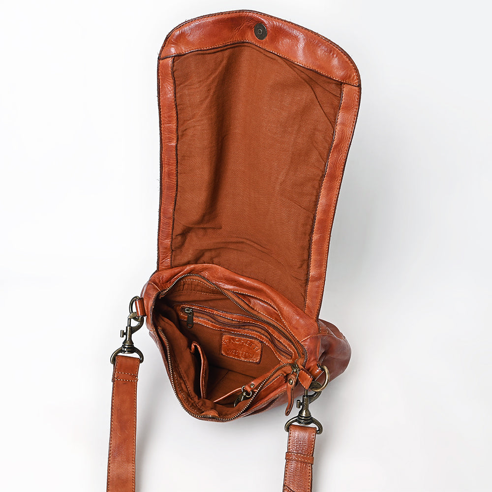 Spaghetti Western Crossbody Vintage Handmade Drum Dyed Genuine European Cowhide Leather