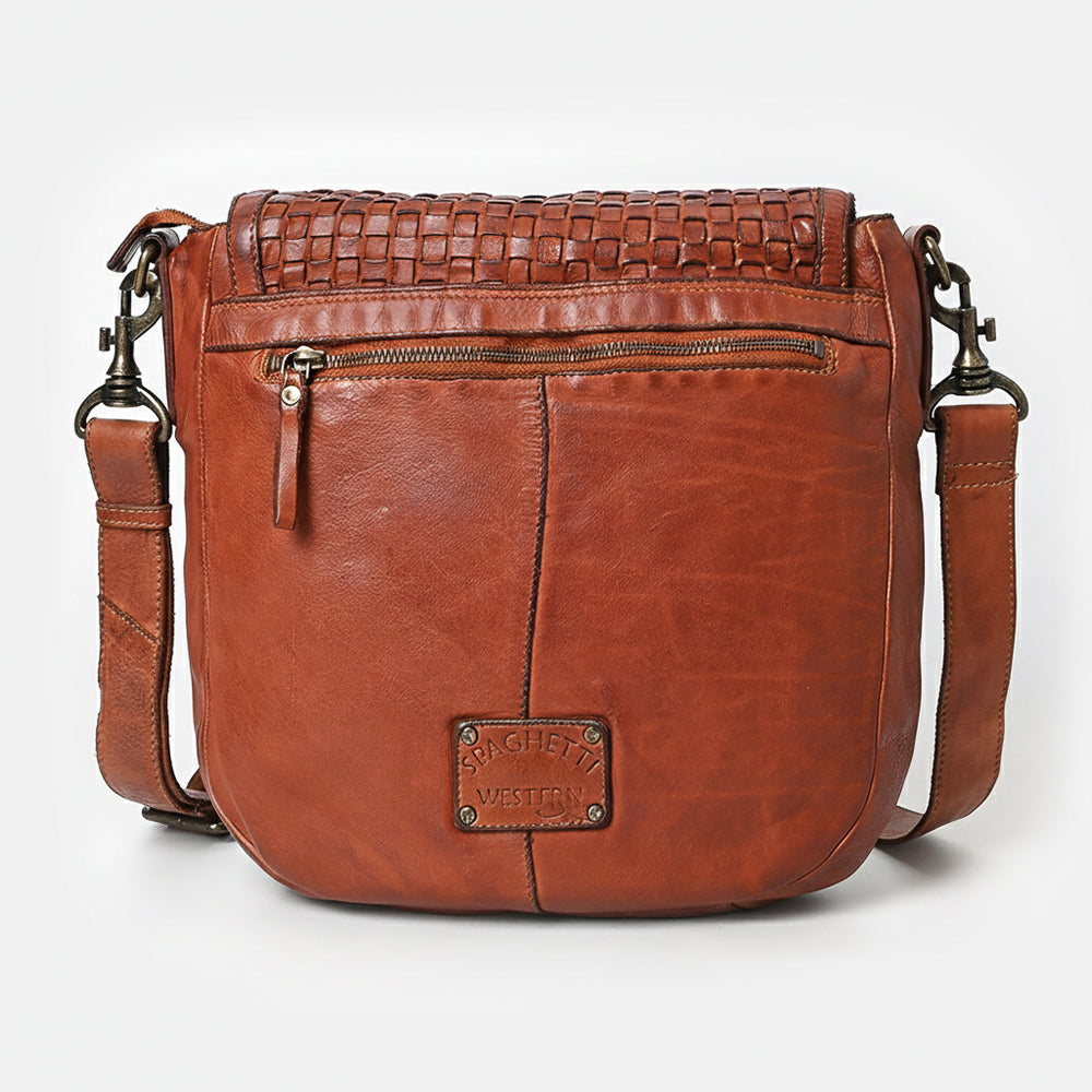 Spaghetti Western Swc160Cg Cross Body I Vintage Handmade Drum Dyed Genuine European Cowhide Leather Women Bag Western Handbag Purse