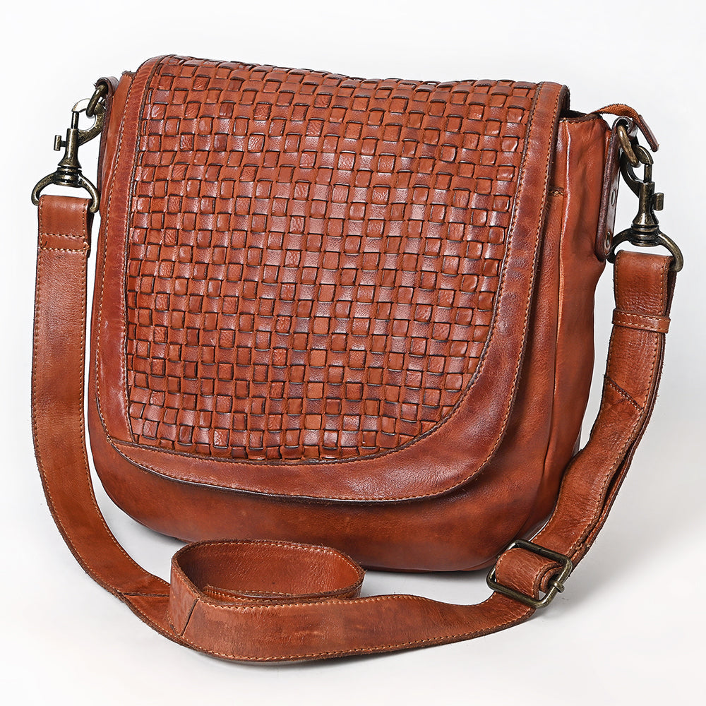 Spaghetti Western Crossbody Vintage Handmade Drum Dyed Genuine European Cowhide Leather