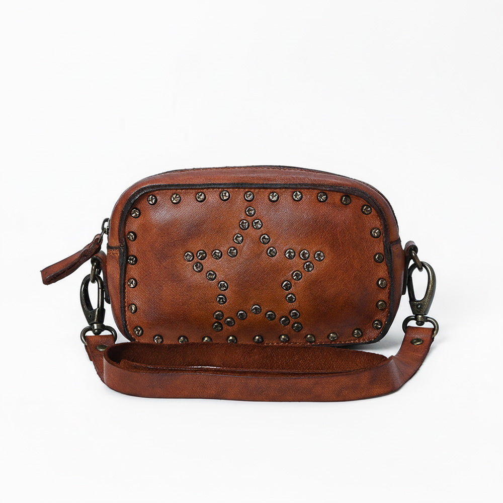Spaghetti Western Swc166Cg Small Crossbody Vintage Handmade Drum Dyed Genuine European Cowhide Leather Women Bag Western Handbag Purse