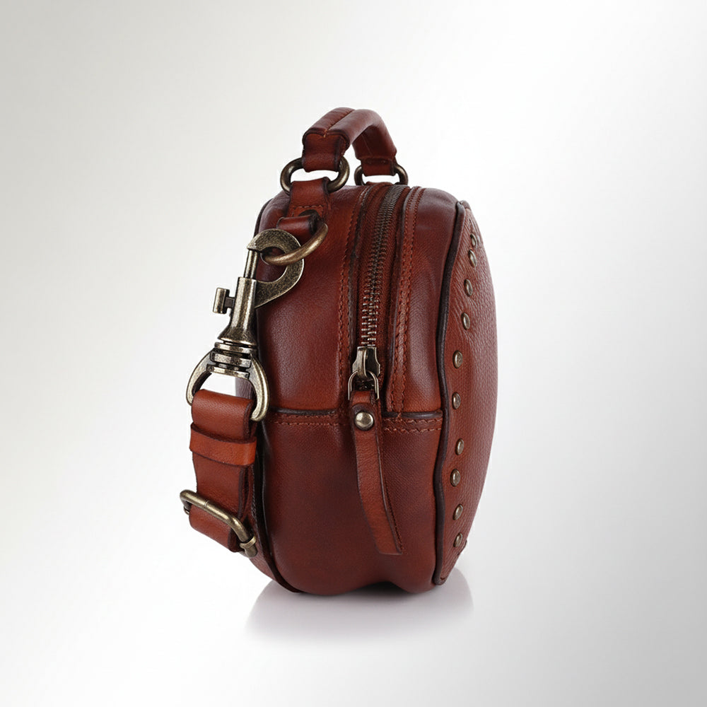 Spaghetti Western Swc168Cg Canteen Vintage Handmade Drum Dyed Genuine European Cowhide Leather Women Bag Western Handbag Purse
