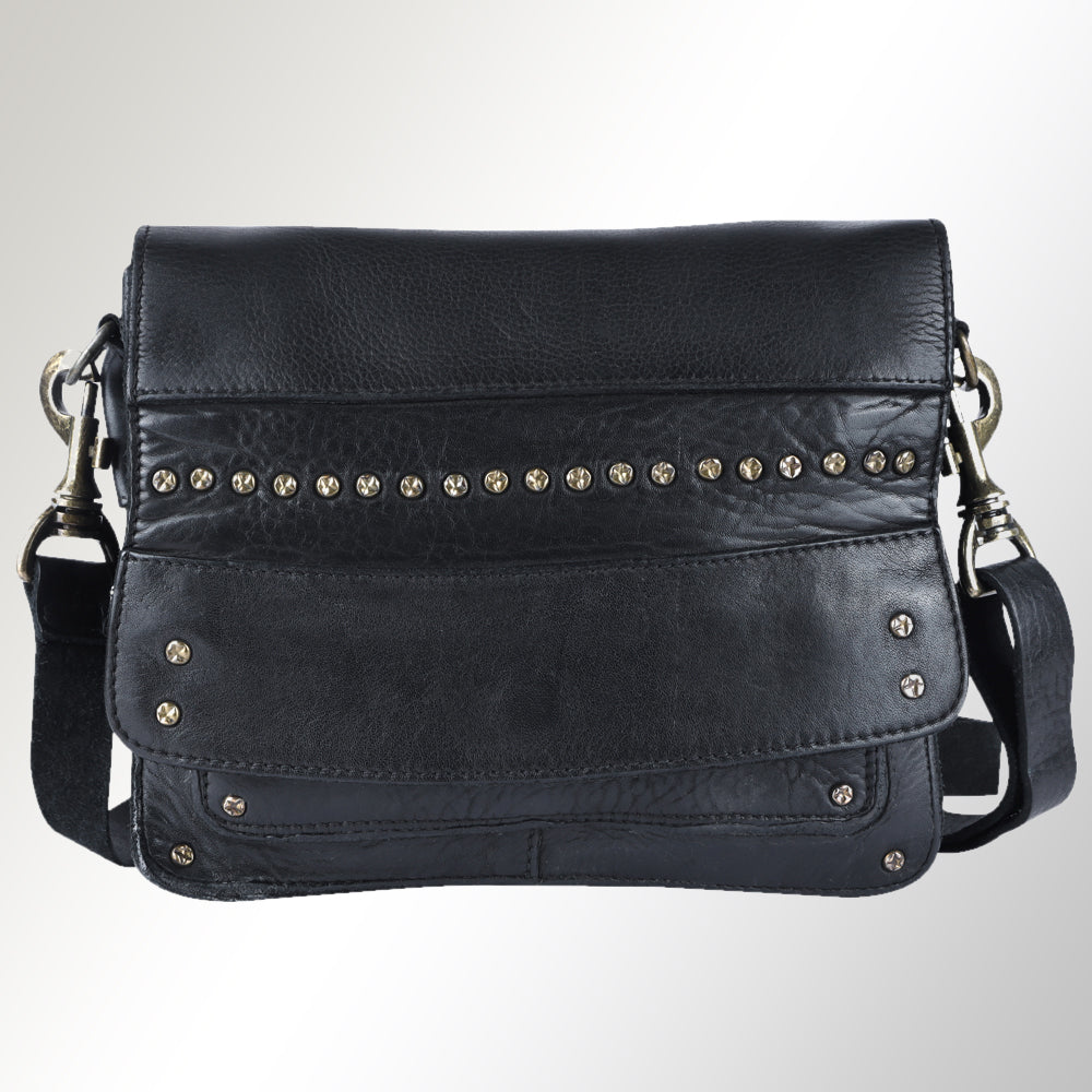 Spaghetti Western Crossbody Vintage Handmade Drum Dyed Genuine European Cowhide Leather