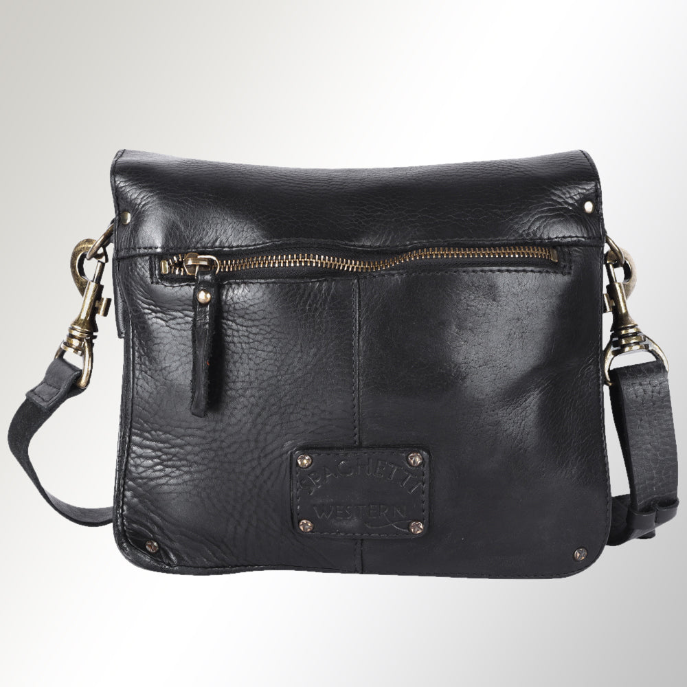 Spaghetti Western Crossbody Vintage Handmade Drum Dyed Genuine European Cowhide Leather