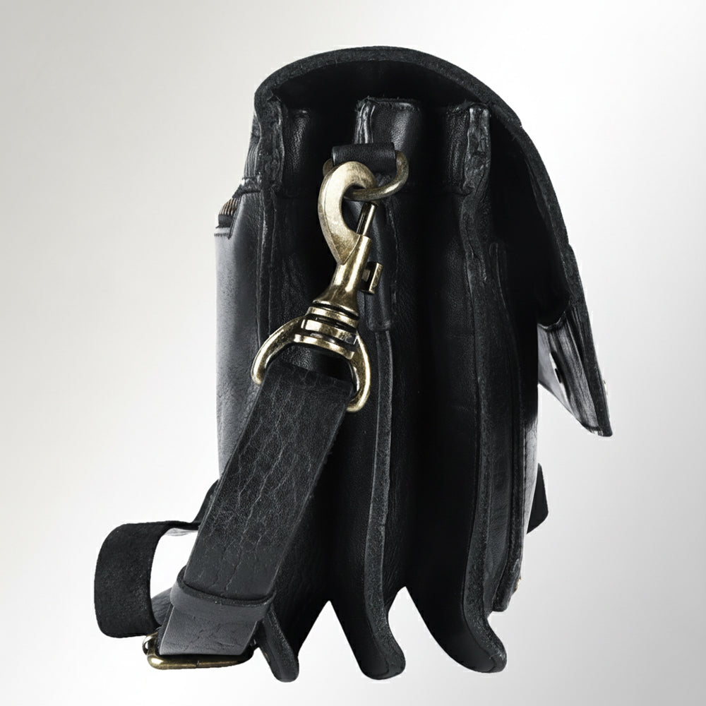 Spaghetti Western Swc170Blk Cross Body I Vintage Handmade Drum Dyed Genuine European Cowhide Leather Women Bag Western Handbag Purse