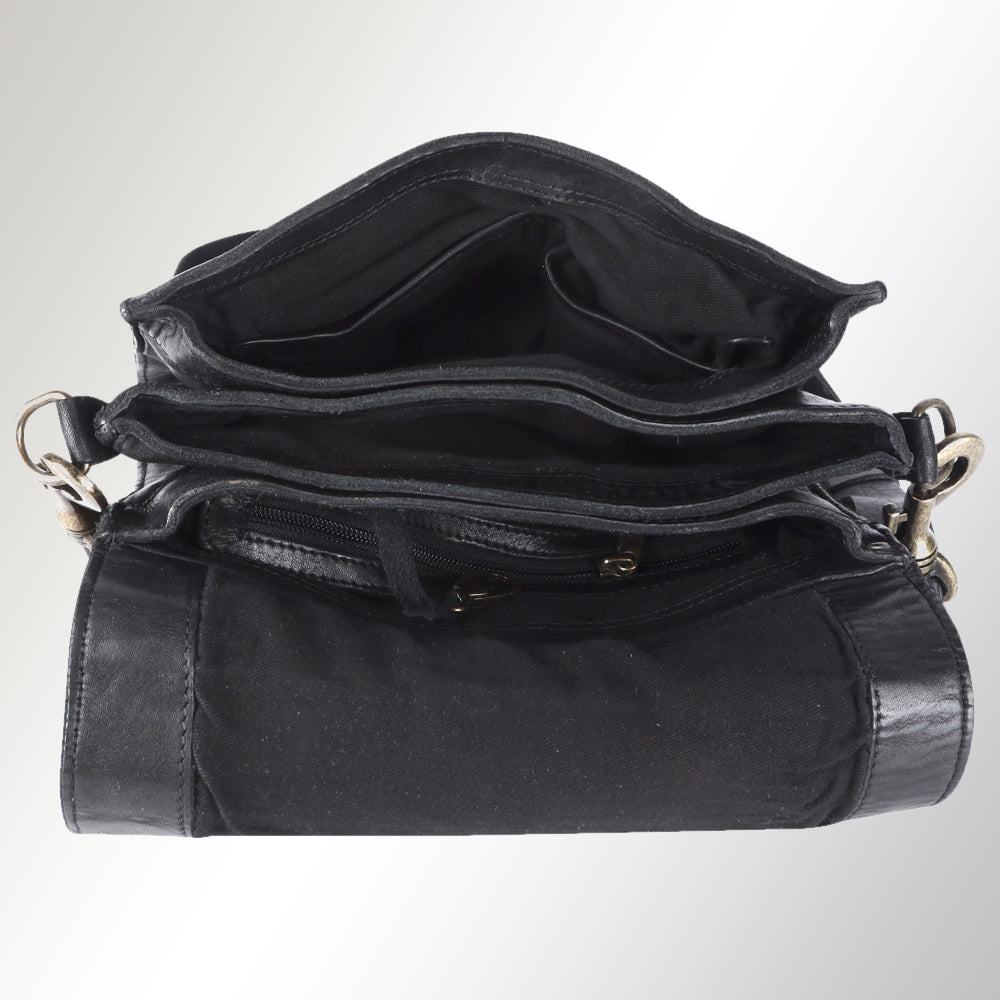 Spaghetti Western Crossbody Vintage Handmade Drum Dyed Genuine European Cowhide Leather