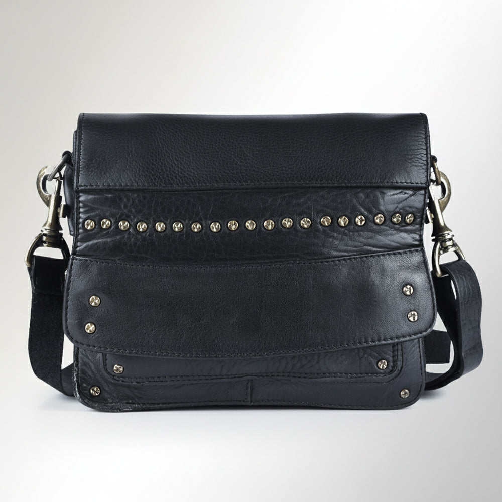 Spaghetti Western Swc170Blk Cross Body I Vintage Handmade Drum Dyed Genuine European Cowhide Leather Women Bag Western Handbag Purse