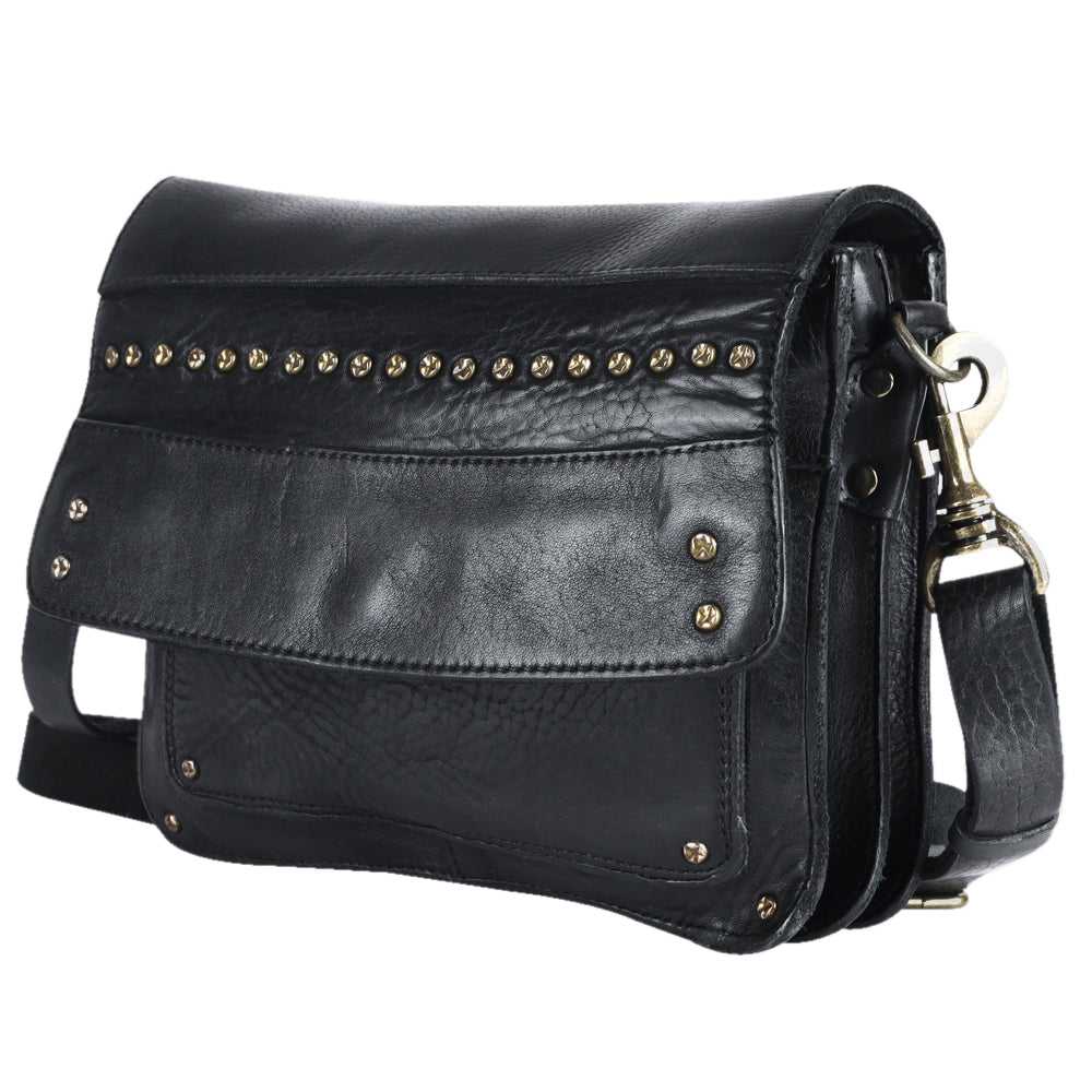 Spaghetti Western Crossbody Vintage Handmade Drum Dyed Genuine European Cowhide Leather