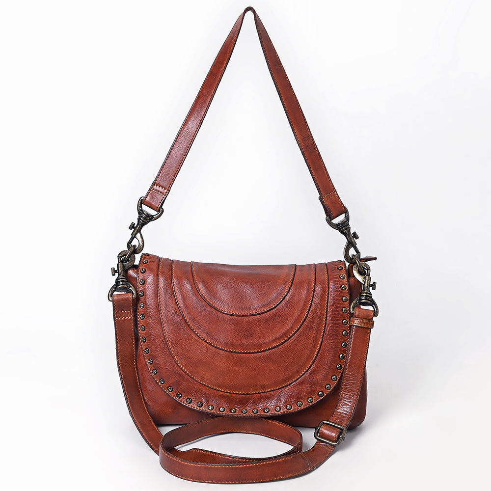 Spaghetti Western Crossbody Vintage Handmade Drum Dyed Genuine European Cowhide Leather