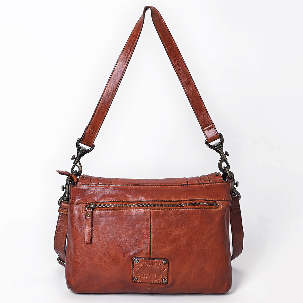 Spaghetti Western Crossbody Vintage Handmade Drum Dyed Genuine European Cowhide Leather