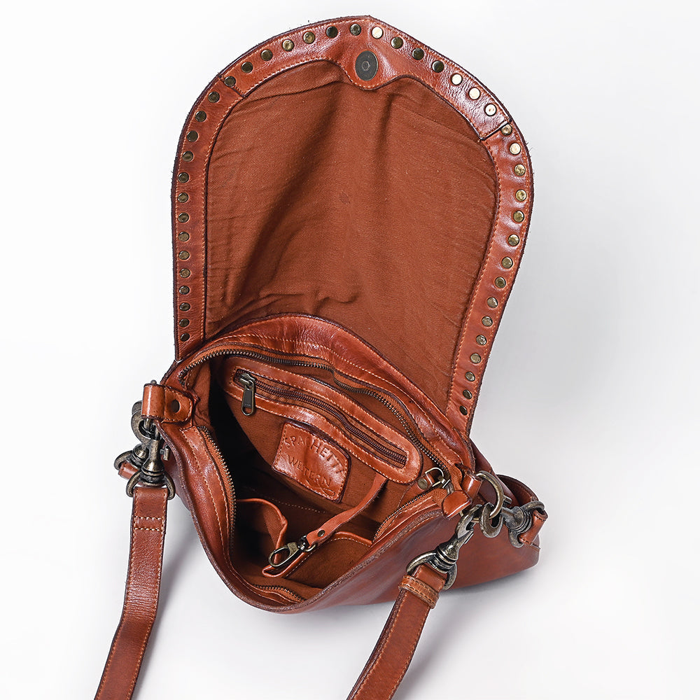 Spaghetti Western Crossbody Vintage Handmade Drum Dyed Genuine European Cowhide Leather