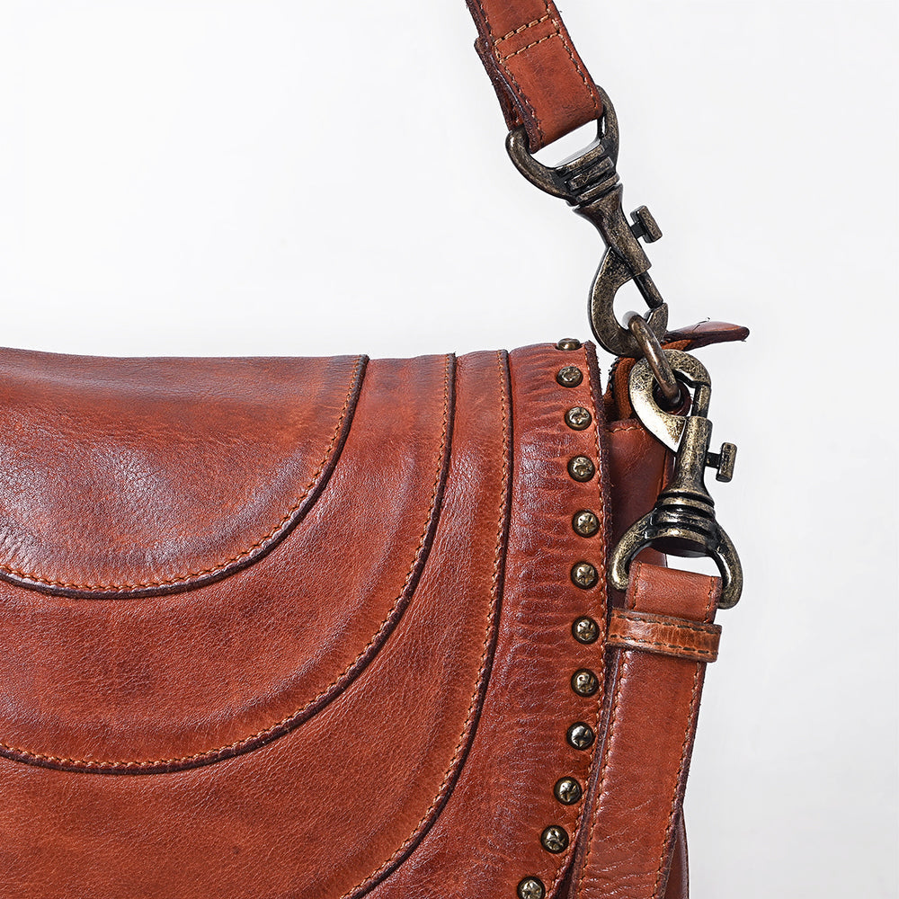 Spaghetti Western Crossbody Vintage Handmade Drum Dyed Genuine European Cowhide Leather