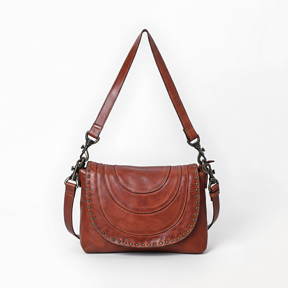 Spaghetti Western Swc174Cg Cross Body I Vintage Handmade Drum Dyed Genuine European Cowhide Leather Women Bag Western Handbag Purse