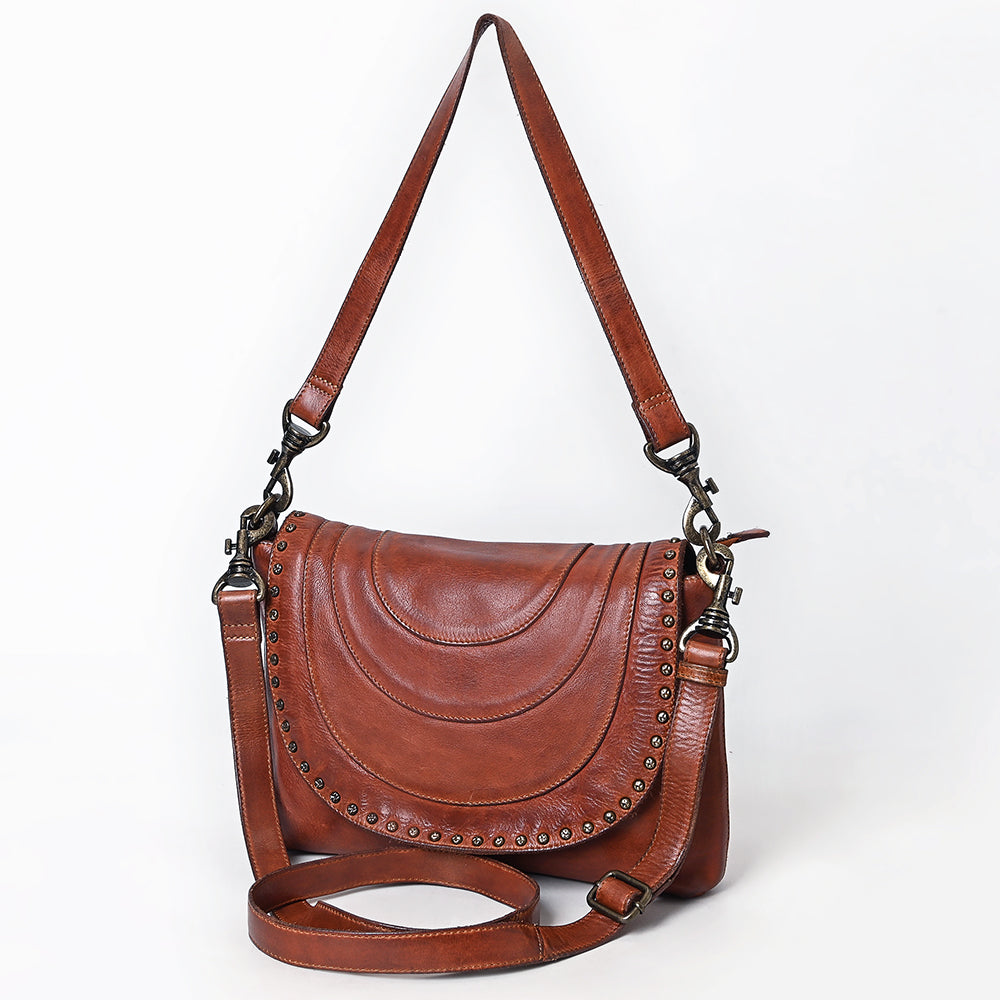 Spaghetti Western Crossbody Vintage Handmade Drum Dyed Genuine European Cowhide Leather