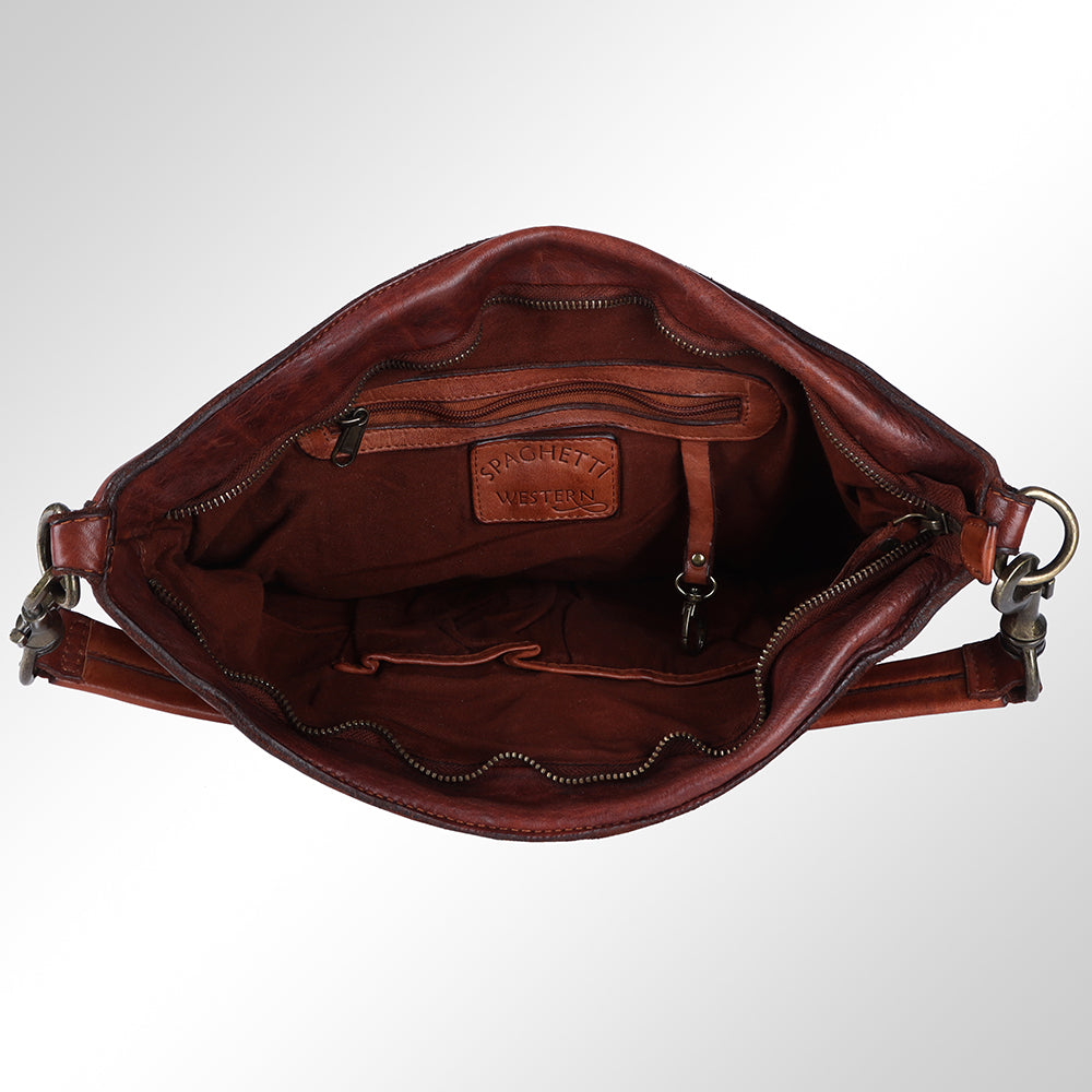 Spaghetti Western Hobo Vintage Handmade Drum Dyed Genuine European Cowhide Leather