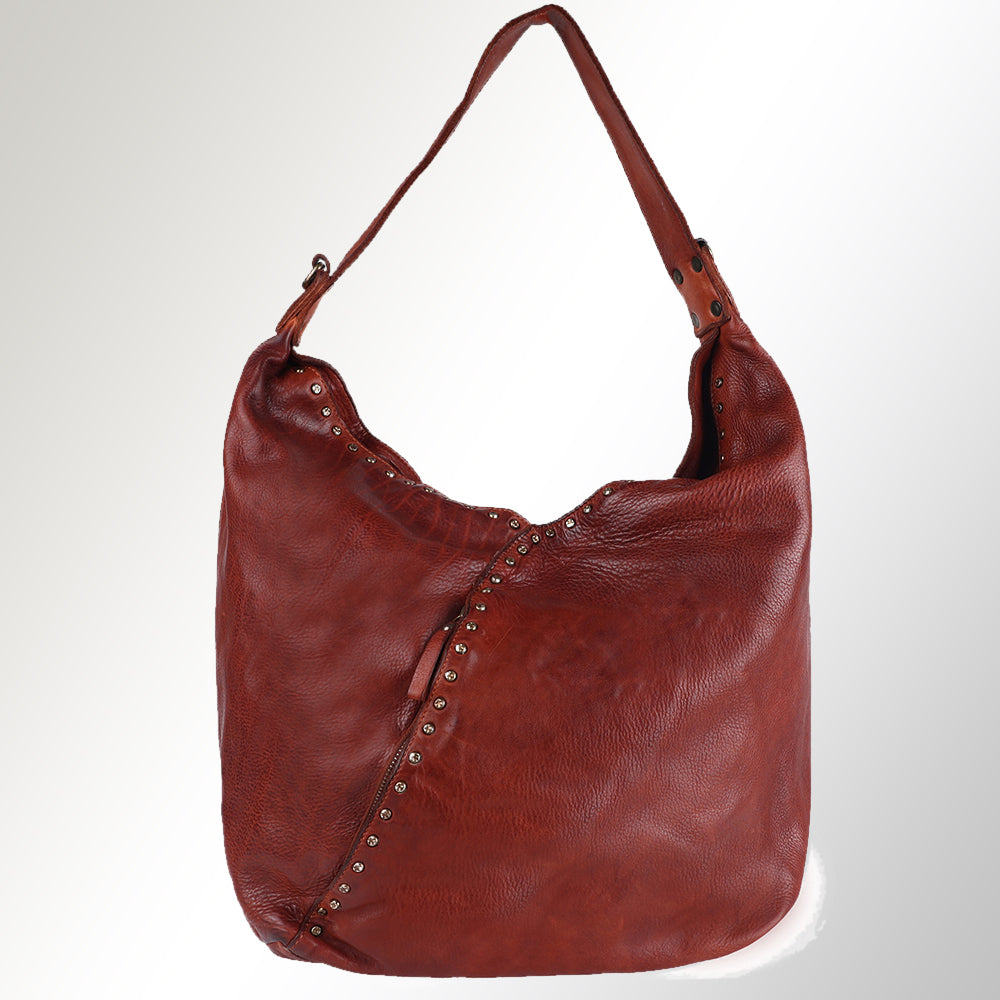 Spaghetti Western Hobo Vintage Handmade Drum Dyed Genuine European Cowhide Leather