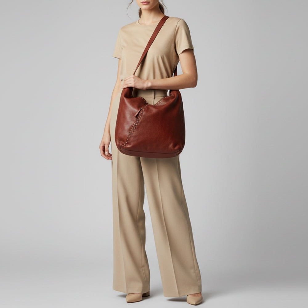Spaghetti Western Swc176Cg Hobo Vintage Handmade Drum Dyed Genuine European Cowhide Leather Women Bag Western Handbag Purse