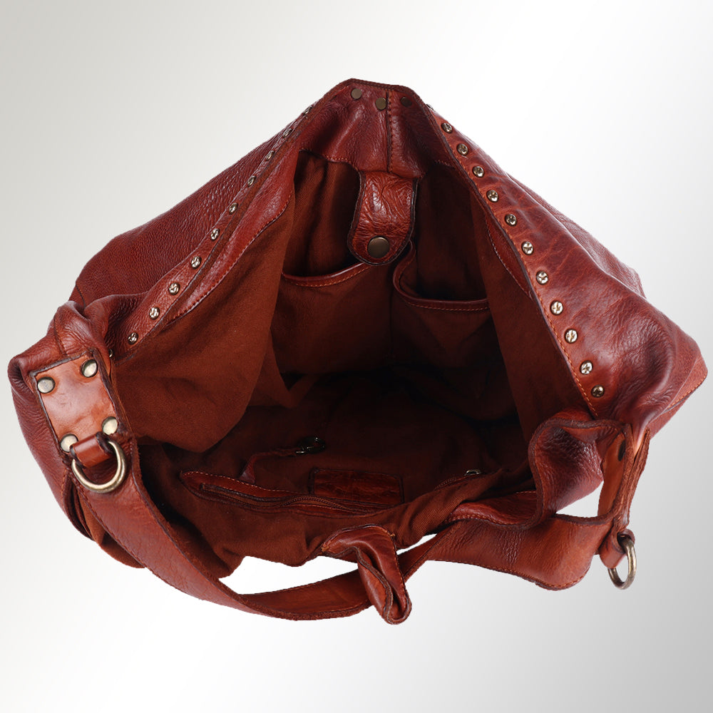 Spaghetti Western Hobo Vintage Handmade Drum Dyed Genuine European Cowhide Leather