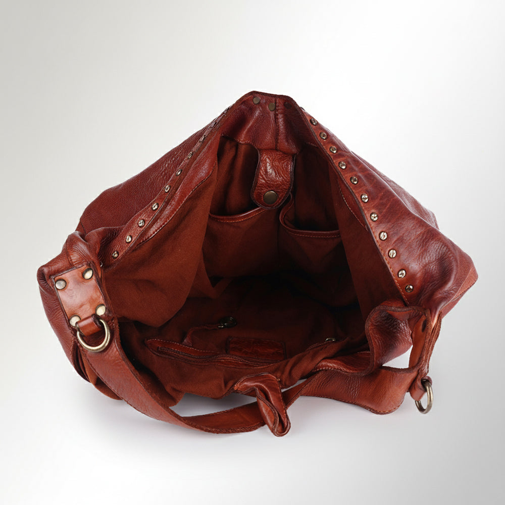 Spaghetti Western Swc176Cg Hobo Vintage Handmade Drum Dyed Genuine European Cowhide Leather Women Bag Western Handbag Purse