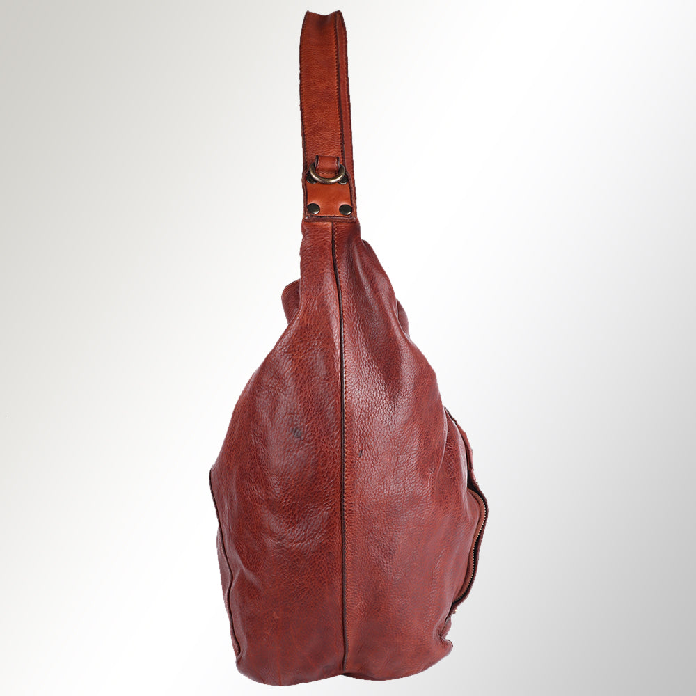 Spaghetti Western Hobo Vintage Handmade Drum Dyed Genuine European Cowhide Leather