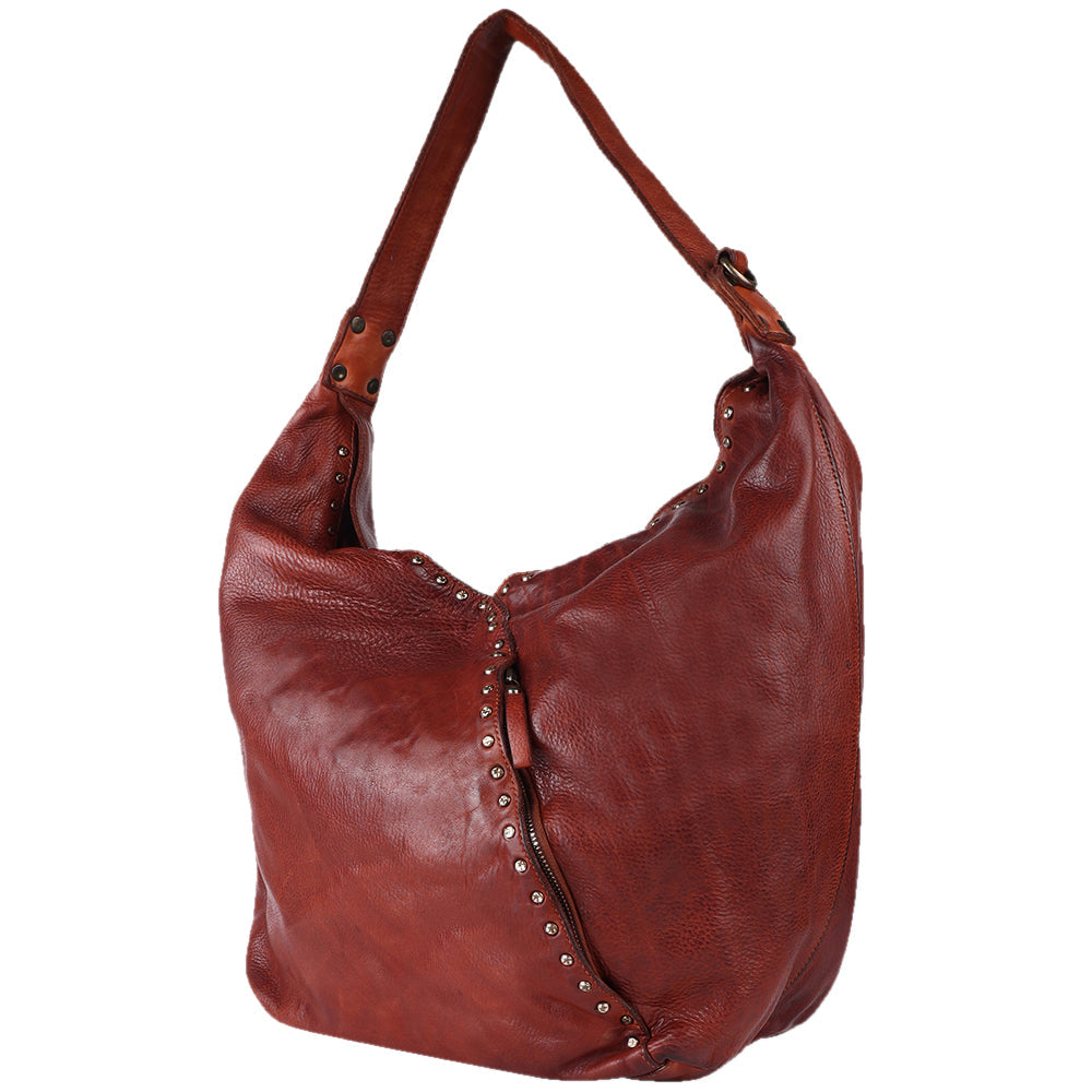Spaghetti Western Hobo Vintage Handmade Drum Dyed Genuine European Cowhide Leather