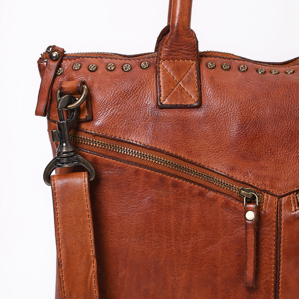 Spaghetti Western Tote Vintage Handmade Drum Dyed Genuine European Cowhide Leather