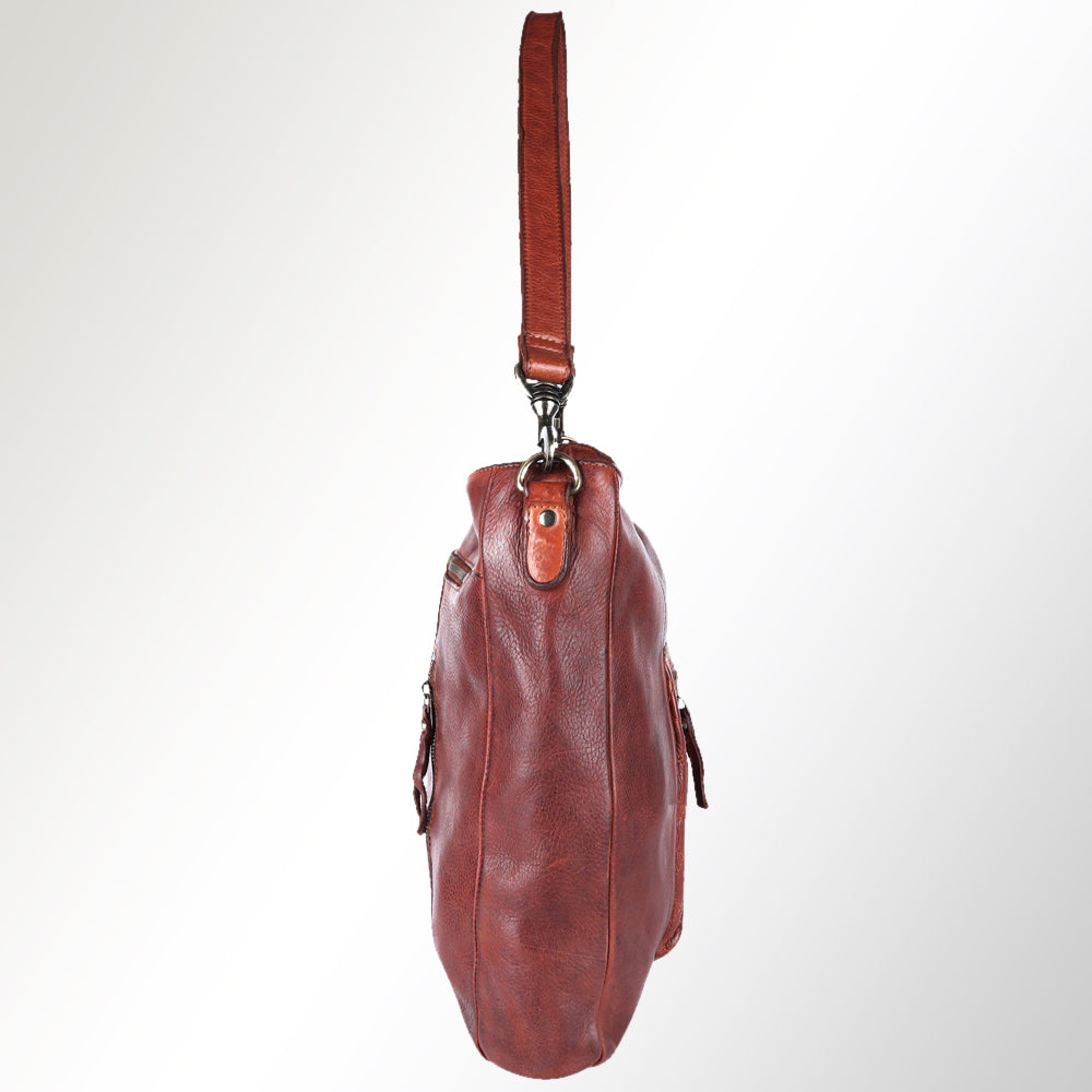 Spaghetti Western Hobo Vintage Handmade Drum Dyed Genuine European Cowhide Leather