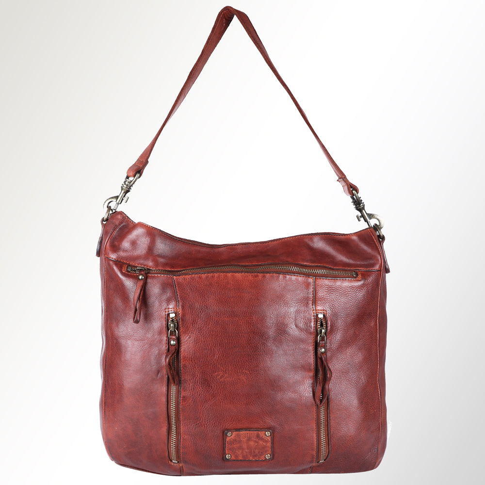 Spaghetti Western Hobo Vintage Handmade Drum Dyed Genuine European Cowhide Leather