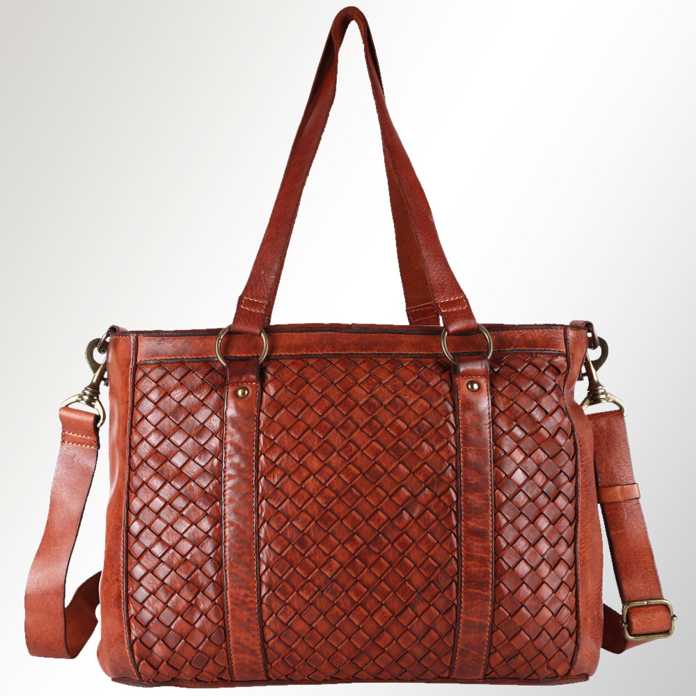 Spaghetti Western Tote Vintage Handmade Drum Dyed Genuine European Cowhide Leather