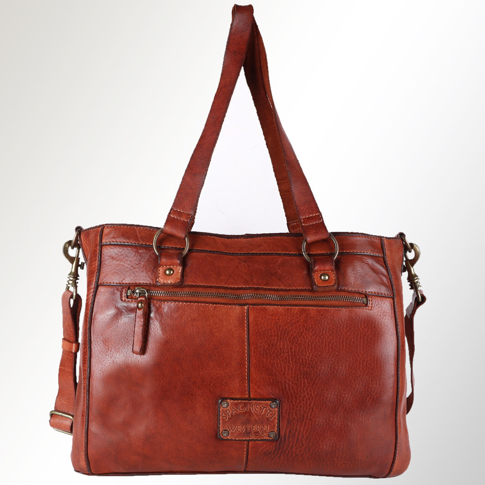 Spaghetti Western Tote Vintage Handmade Drum Dyed Genuine European Cowhide Leather