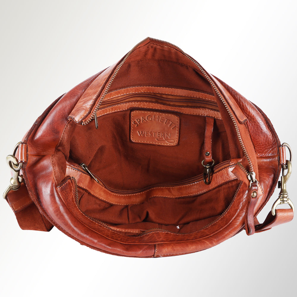 Spaghetti Western Tote Vintage Handmade Drum Dyed Genuine European Cowhide Leather