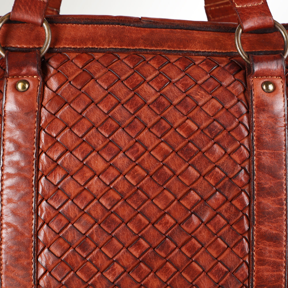 Spaghetti Western Tote Vintage Handmade Drum Dyed Genuine European Cowhide Leather