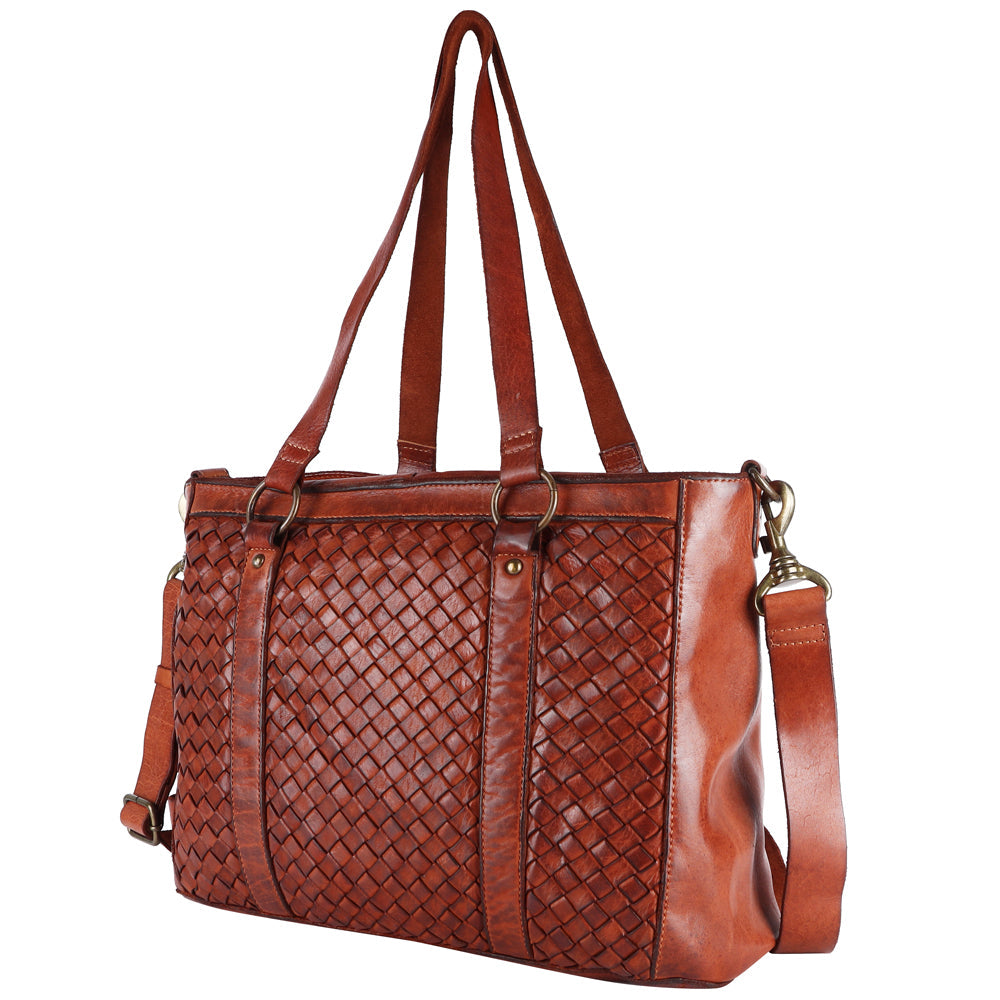 Spaghetti Western Tote Vintage Handmade Drum Dyed Genuine European Cowhide Leather