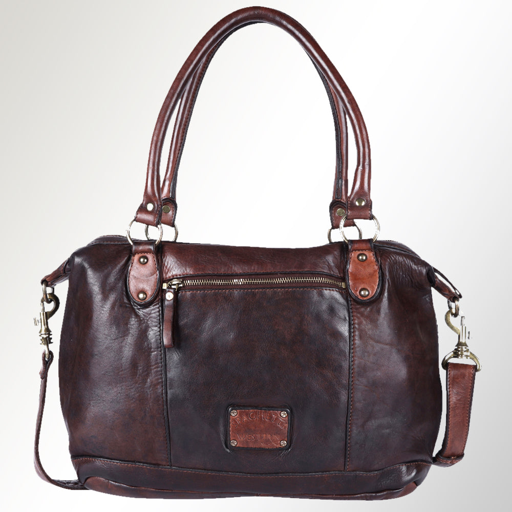 Spaghetti Western Tote Vintage Handmade Drum Dyed Genuine European Cowhide Leather